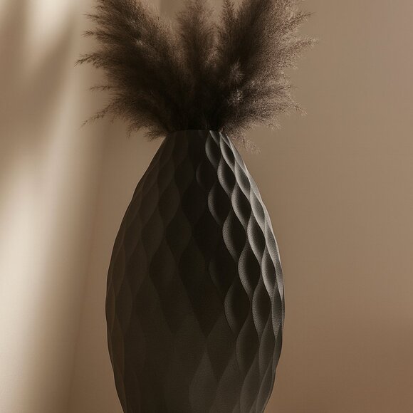 3D Printed Honeycomb Textured Vase – Tall White Geometric Pampas Grass Vase | Mo - Picture 6 of 6